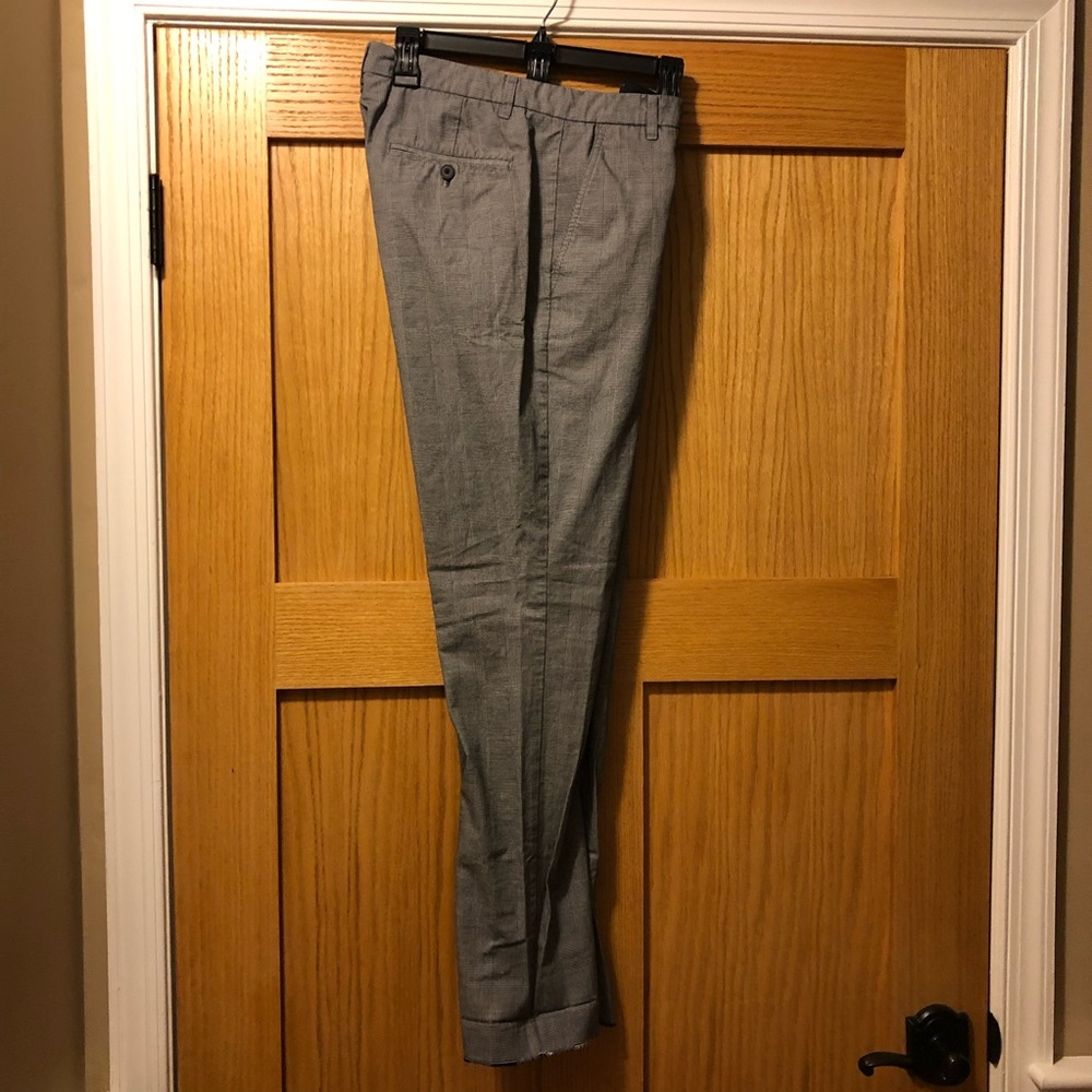 ATM men’s pants 32 no hem black and white glen plaid sample